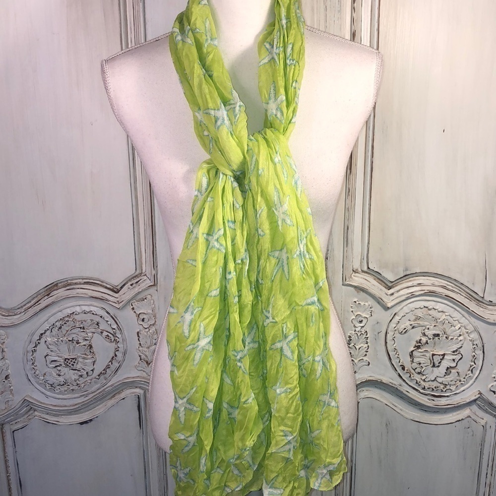 Colorful Scrunchy Neck or Head Scarf with Starfish Design
